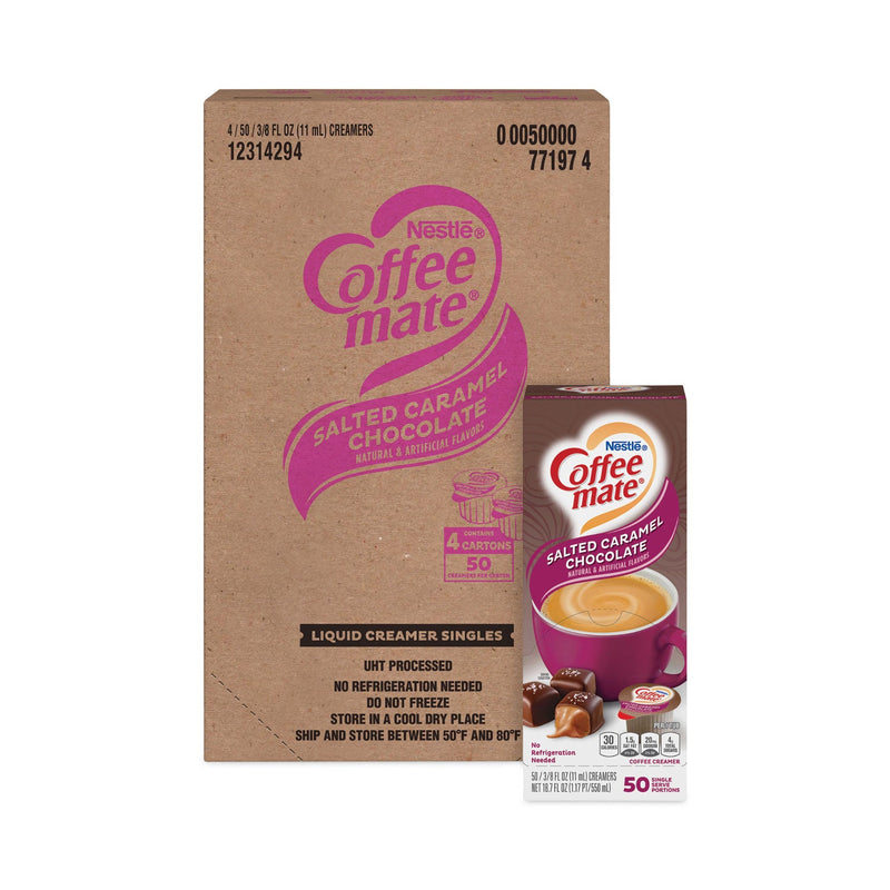 Coffee mate Liquid Coffee Creamer, Salted Caramel Chocolate, 0.38 oz Mini Cups, 50/Box, 4 Boxes/Carton, 200 Total/Carton
