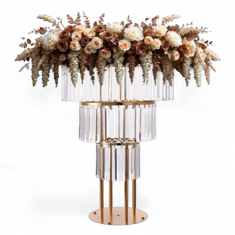 Luxe Wedding Party Centerpiece - 35 Inch Gold Crystal Stand