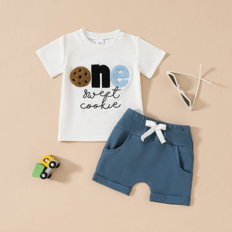 Boys Short-Sleeve Pocketed Shorts Set