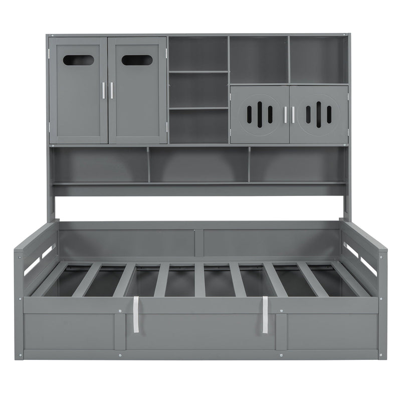 Daybed With All-In-One Cabinet And Shelf