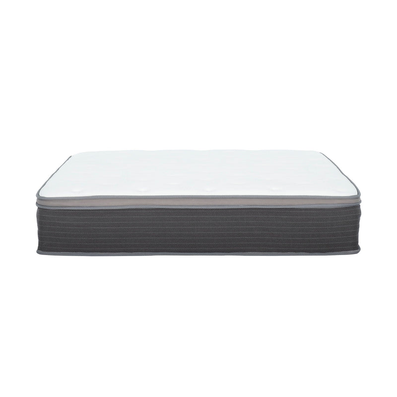 12'' Hybrid Mattress In A Box, Plush Gel Memory Foam Mattress Top With Pocket Coil Base - Gray / White - Queen