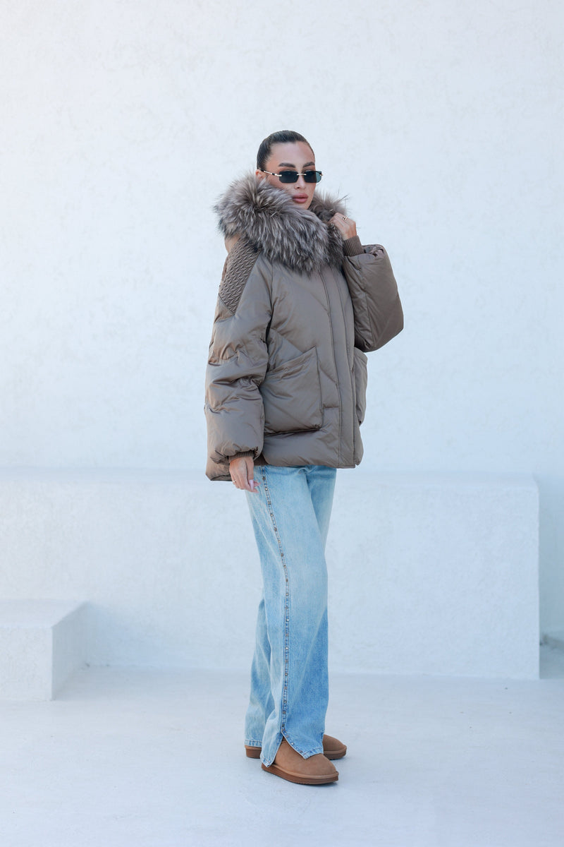 Genuine Fur Trim Down Fill Coat