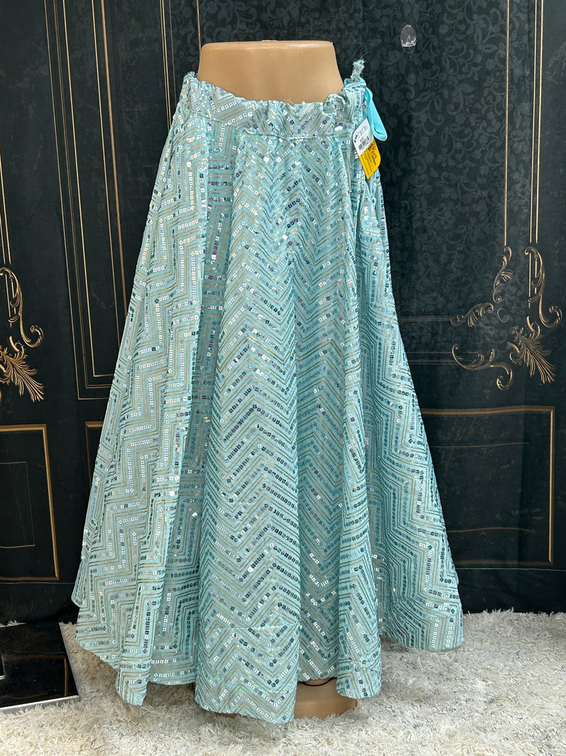 Sequin Lehenga | light blue
