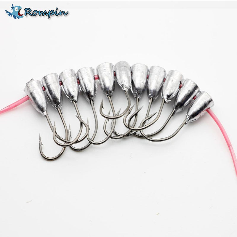Rompin 10pcs/bag overturned hook lead fishing hooks