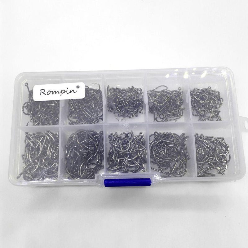 Rompin 500pcs/set mixed size #3~12 high carbon steel carp fishing hooks pack with hole with Retail Original box Jigging Bait