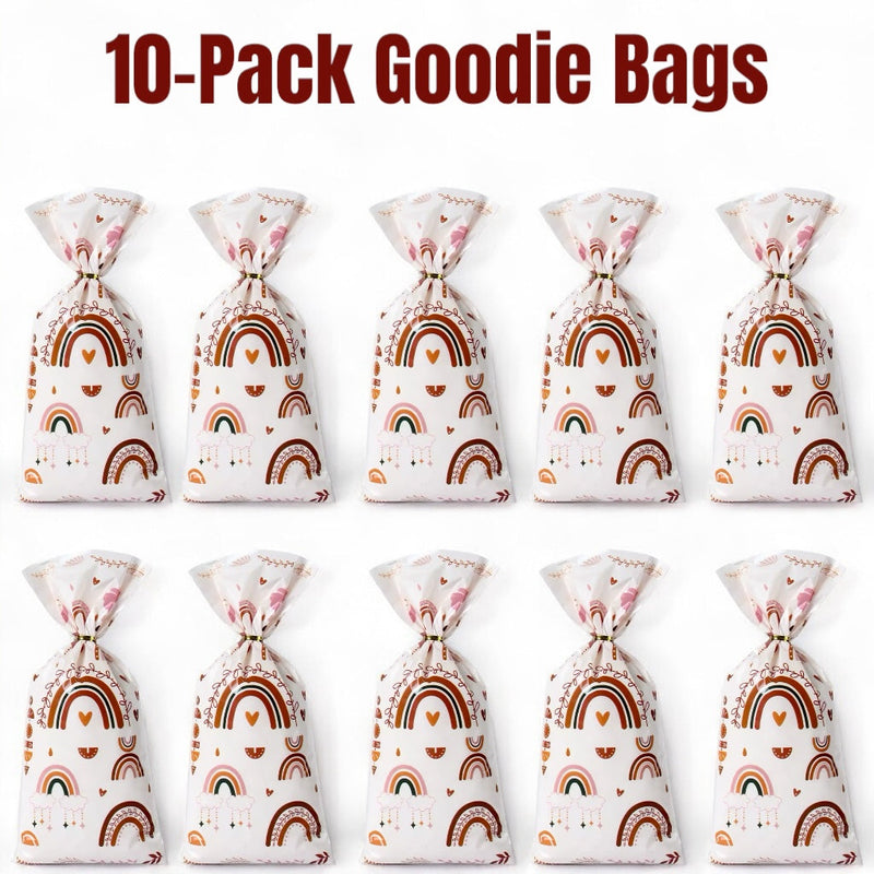 Boho Party Favor Bags for Adults - Rainbow Gift Wrap 10-Pack