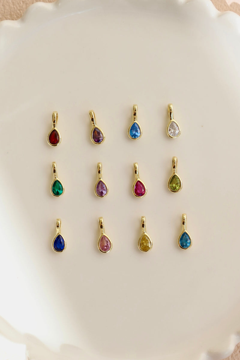 TEARDROP BEZEL BIRTHSTONE CHARM