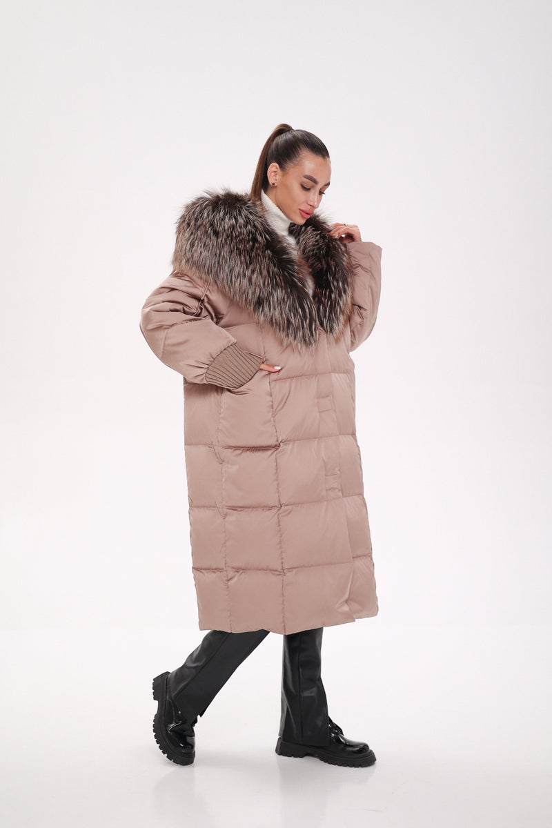 Rei Silver Fox Fully Lined Hood Down Coat in Blush