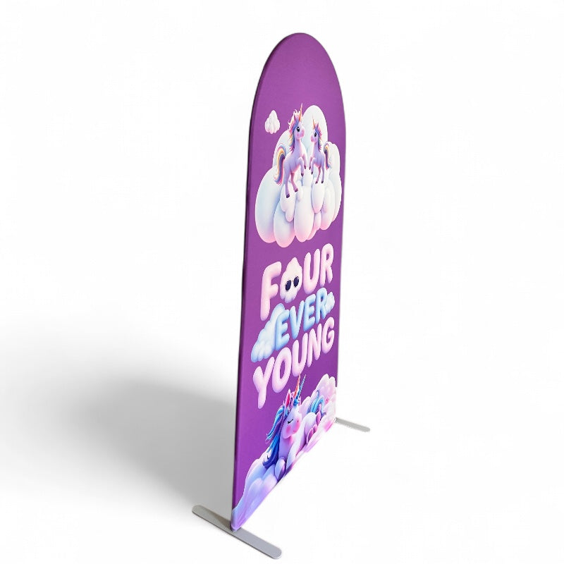 Four Ever Young Fabric Arch Cover - 4th Birthday Party Decor