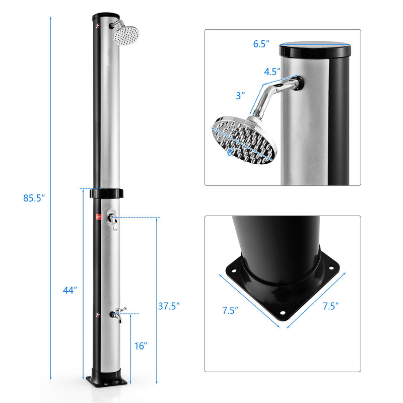 7.2 Feet Solar-Heated Outdoor Shower with Free-Rotating Shower Head