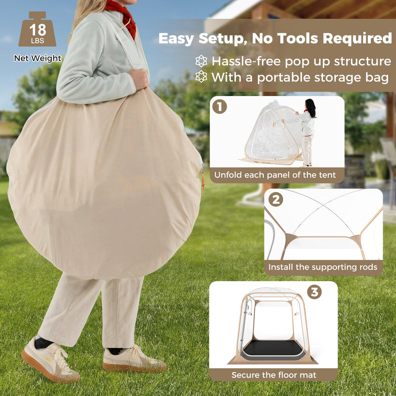 7 x 7 FT Pop Up Sports Tent Clear Bubble Tent All-Weather Waterproof Pod with Sealed Floor