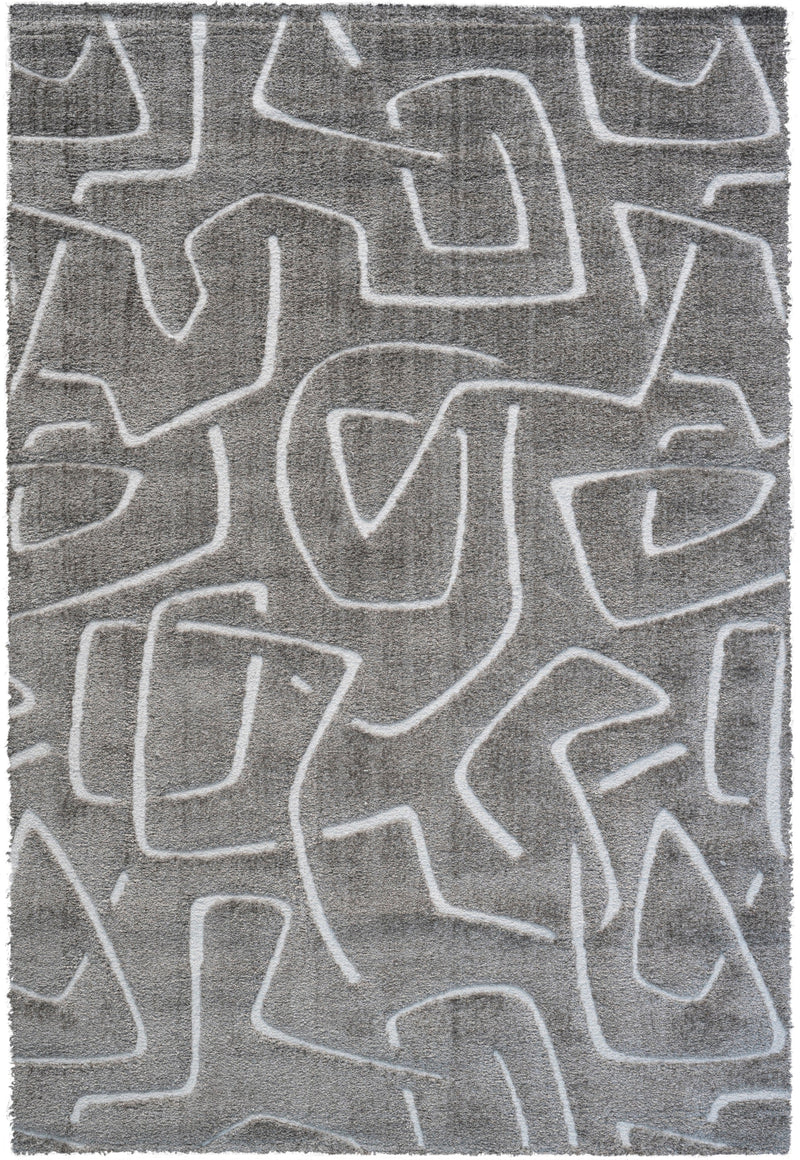 Nina Callie Gray and Ivory Recycled Polyester Area Rug