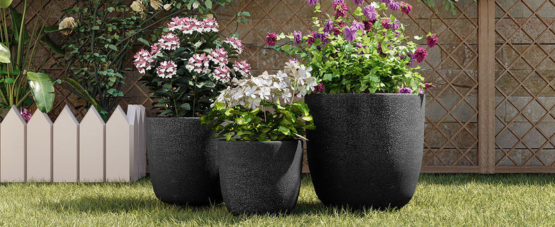 U_Style Lightweight Matte Textured MGO Flower Pot Set of 3