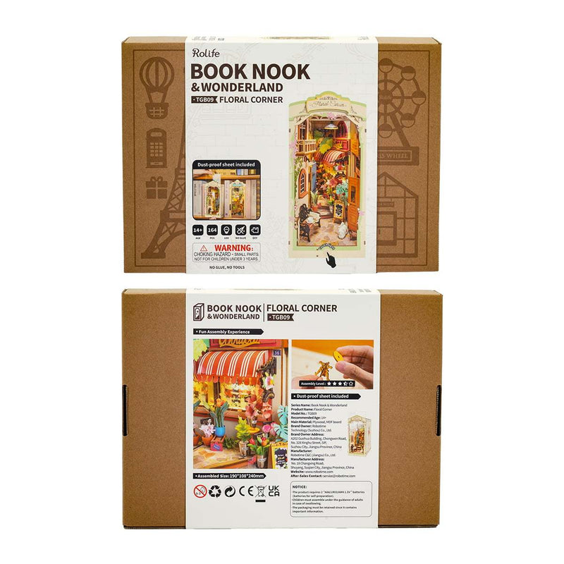 Rolife Floral Corner DIY Book Nook Shelf Insert Kit 3D Wooden Dollhouse For Gift