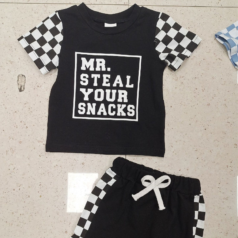 Children's Fashion Letter Print Short-sleeve Suit