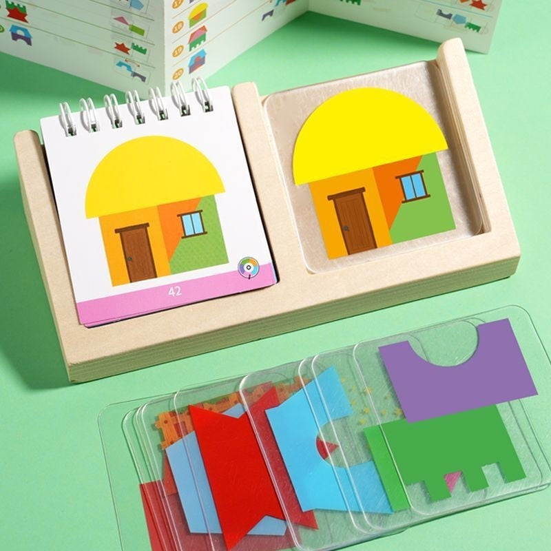 Building Block House Geometric Shape Spatial Reasoning Puzzle Tabletop Game Toy