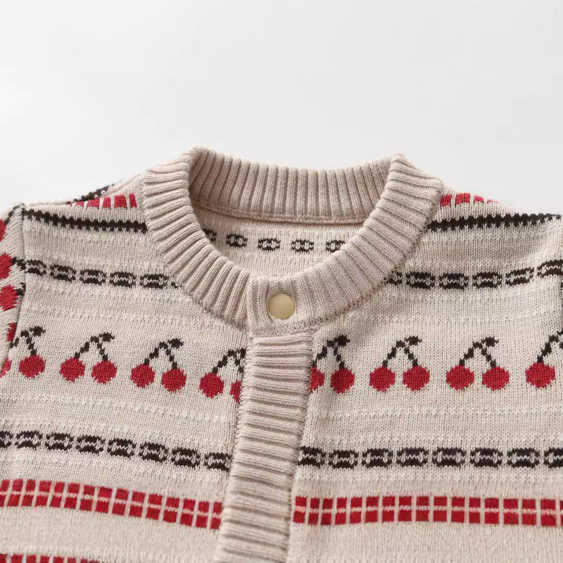 Knitted Jacquard Double-Layer Thickened Baby Romper For FallWinter