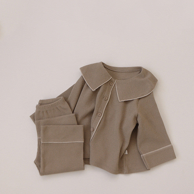 Baby Autumn Waffle-Knit Cardigan Set