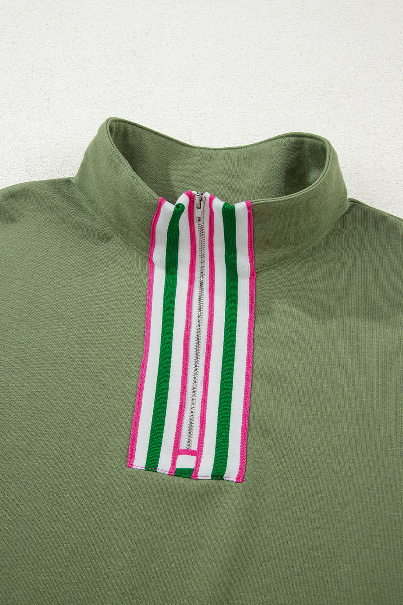 Felitina Patchwork Zip Collar Pullover