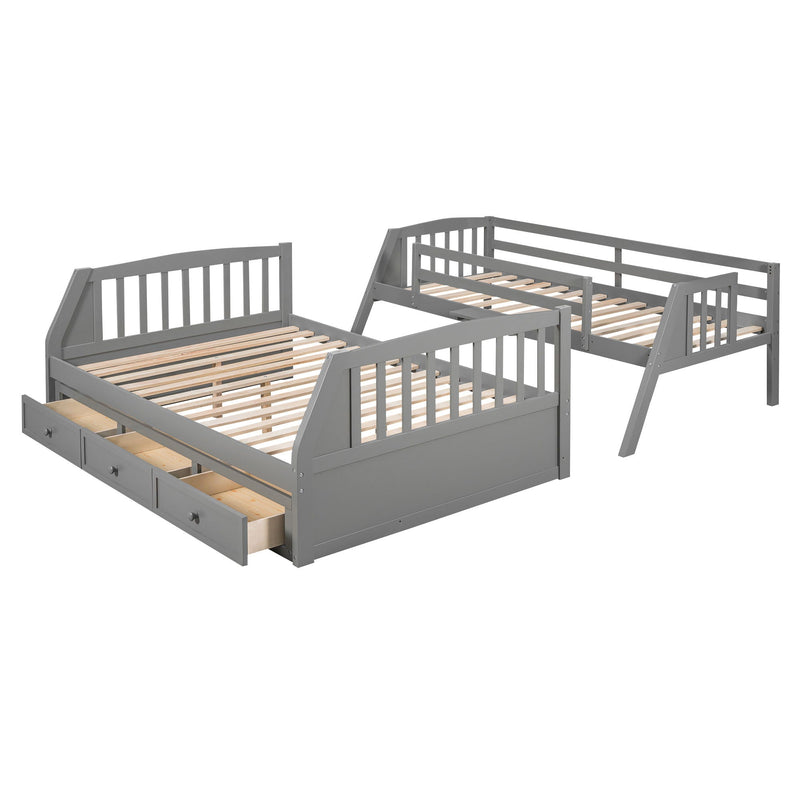 Bunk Bed With Drawers, Ladder And Storage Staircase