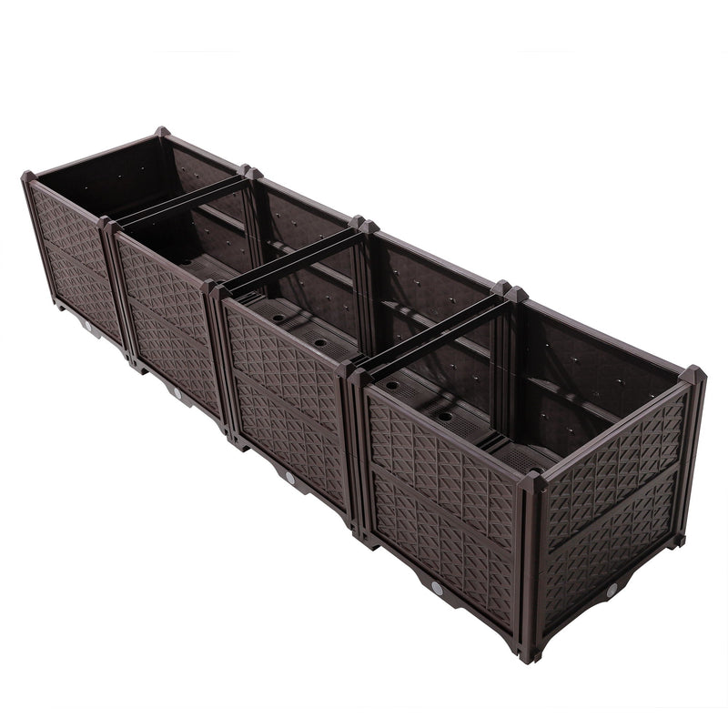 Indoor / Outdoor Rectangular Plastic Planting Box Kit For Vegetables, Herbs, Flowers & Succulents, Coffee, Polypropylene, 62.80" - Coffee