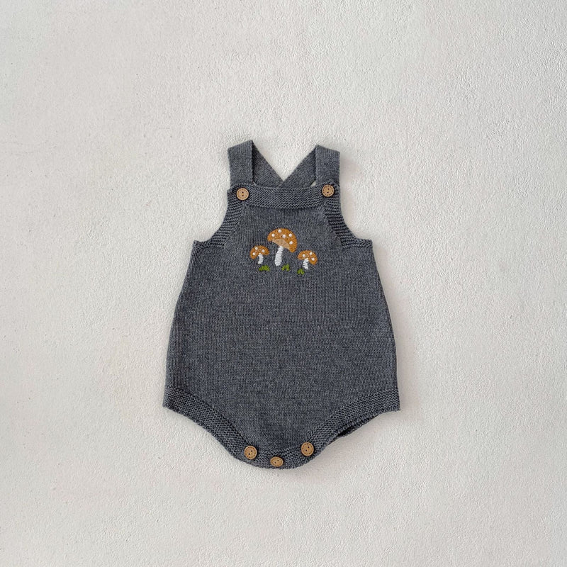 Baby Boys And Girls Mushroom Embroidered Romper Embroidered Hat