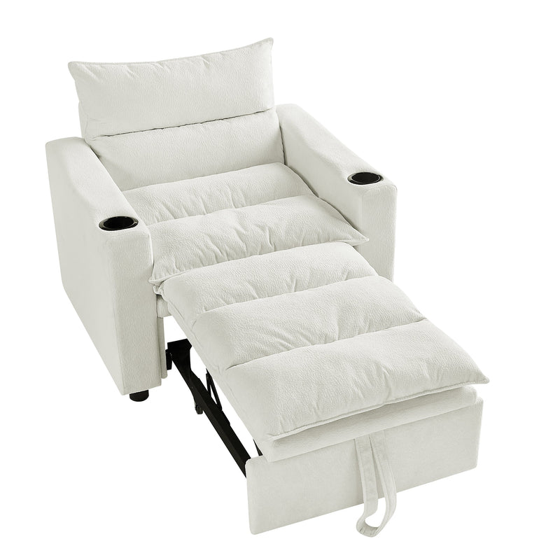 Sleeper Sofa Chair Bed, Convertible Sofa Chair 3-in-1, Adjustable Sleeper Chair Pullout Sofa Bed with Modern Velvet Fabric for Living Room Apartment Small Space, Beige