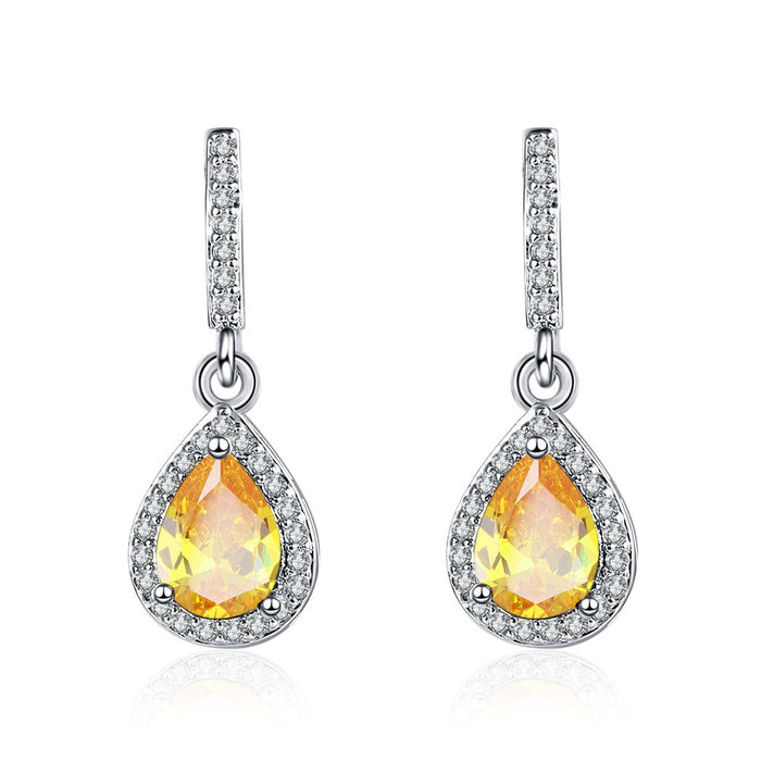 Fashion Drop Shape Ear Studs Micro Inlaid Zircon Earrings