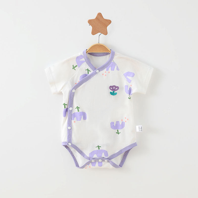 Simple Cartoon Print Summer Baby Rompers Girls Clothing