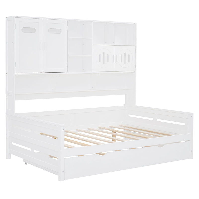 Daybed With All-In-One Cabinet And Shelf