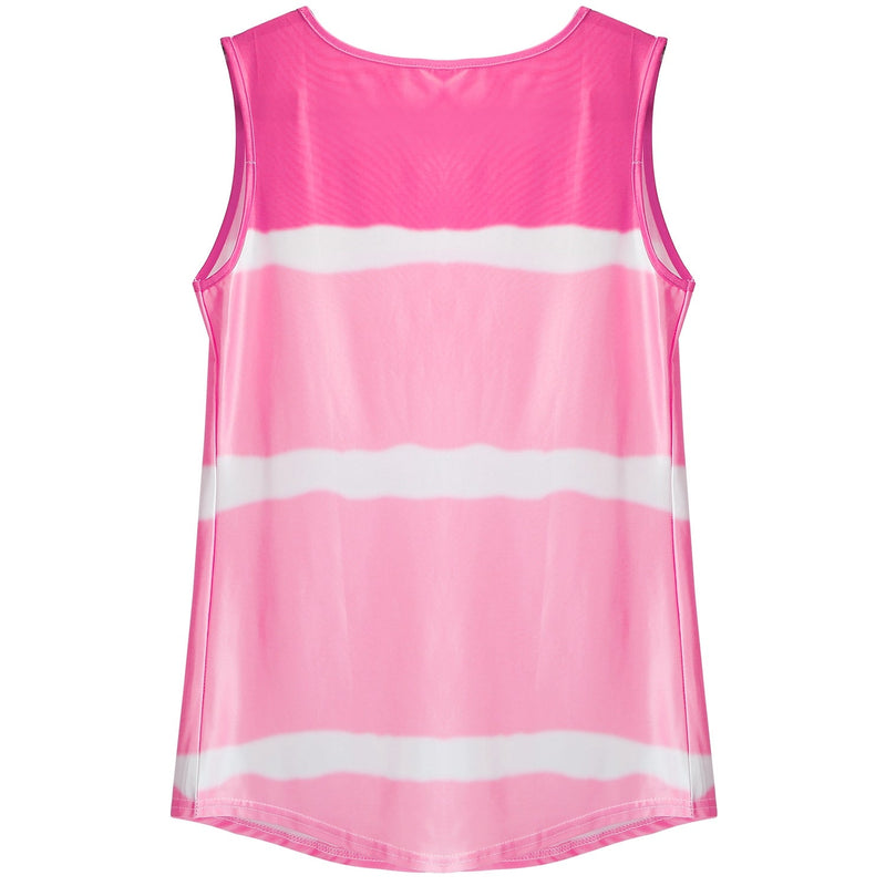 Women Tie-dye Sleeveless Tank Tops Summer Loose T Shirts Tops Button Down Shirts Vest Blouse Plus Size