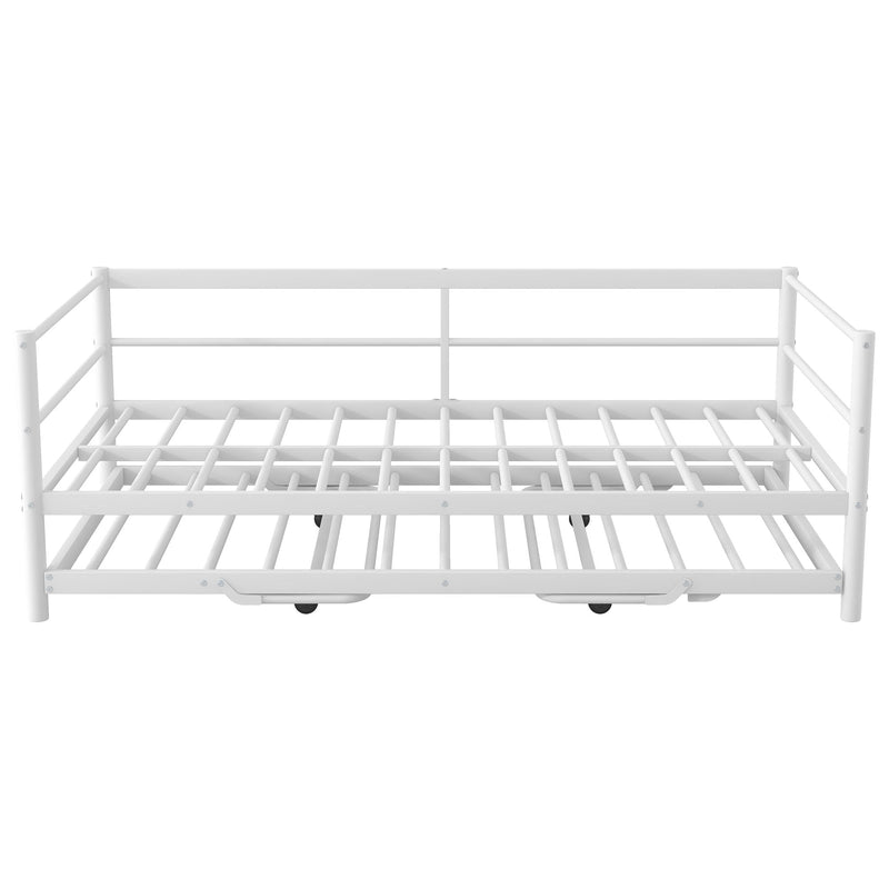 Industrial Metal Daybed With Adjustable Pop Up Trundle And LED Strip
