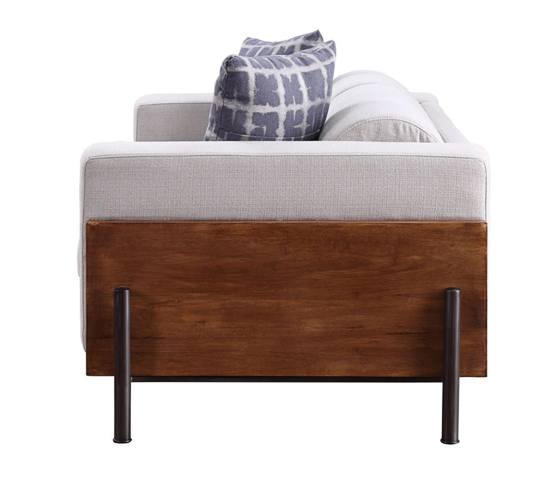 Pelton - Loveseat With 2 Pillows - Fabric & Walnut