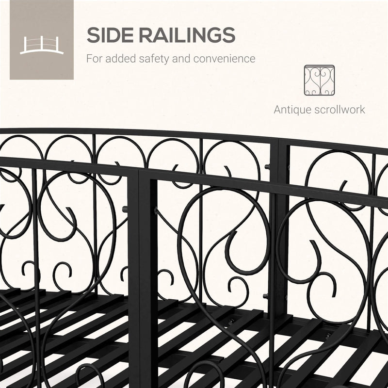 Alora 7FT Decorative Metal Arch Footbridge Garden Bridge With Safety Siderails (SAK53829)