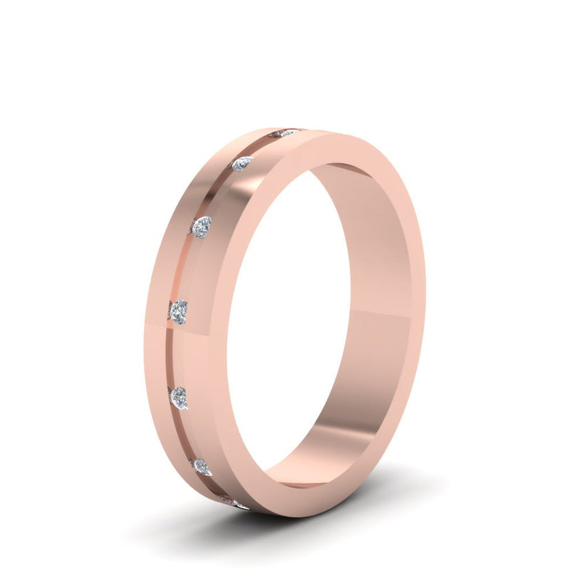 7 MM Flat Diamond Mens Wedding Band