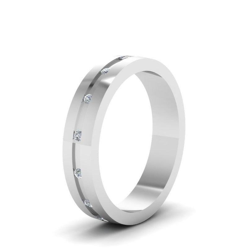 7 MM Flat Diamond Mens Wedding Band