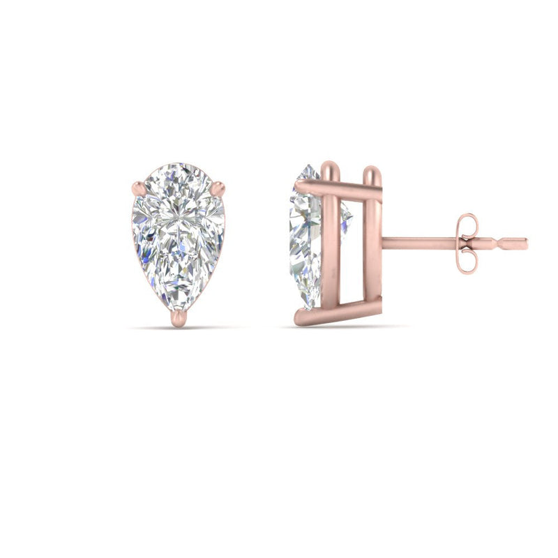 Three-Prong Pear Diamond Solitaire Stud Earrings (1.00ct - 10.00ct)