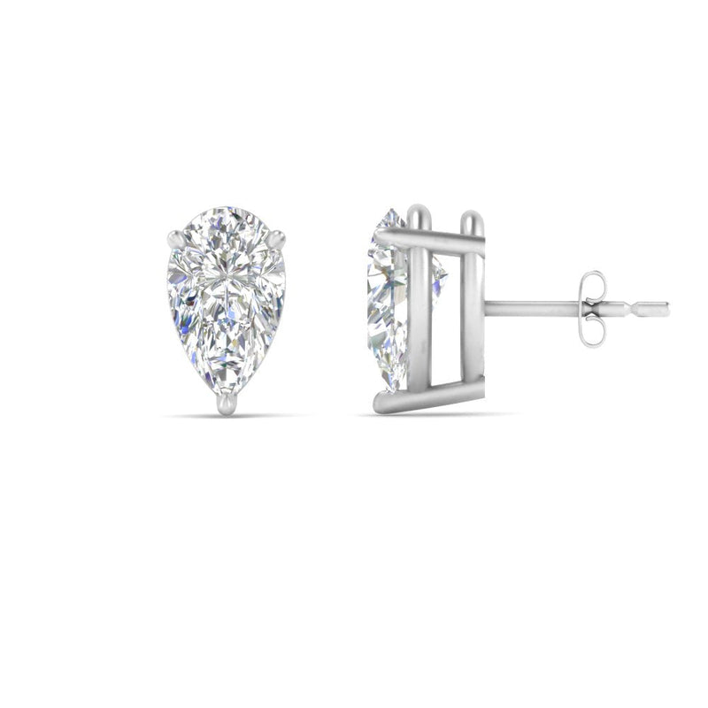 Three-Prong Pear Diamond Solitaire Stud Earrings (1.00ct - 10.00ct)