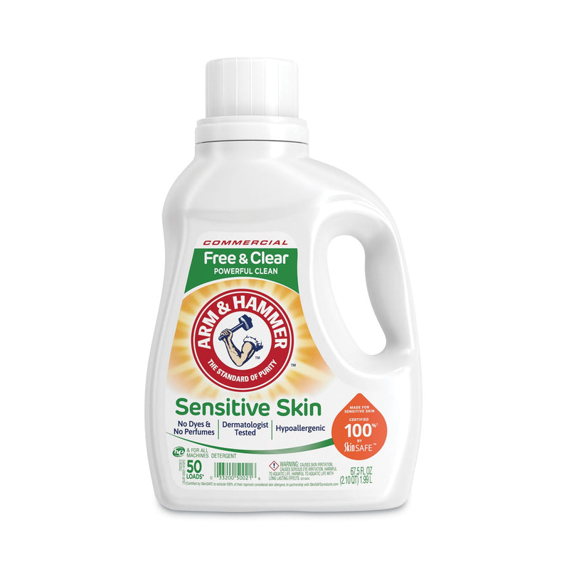 Arm & Hammer HE Compatible Liquid Detergent, Unscented, 67.5 oz Bottle, 6/Carton