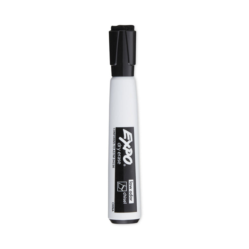 EXPO Magnetic Dry Erase Marker, Broad Chisel Tip, Black, 4/Pack