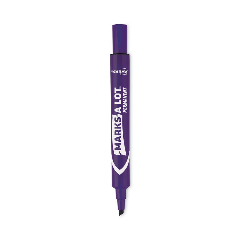 Avery MARKS A LOT Large Desk-Style Permanent Marker, Broad Chisel Tip, Purple, Dozen (8884)