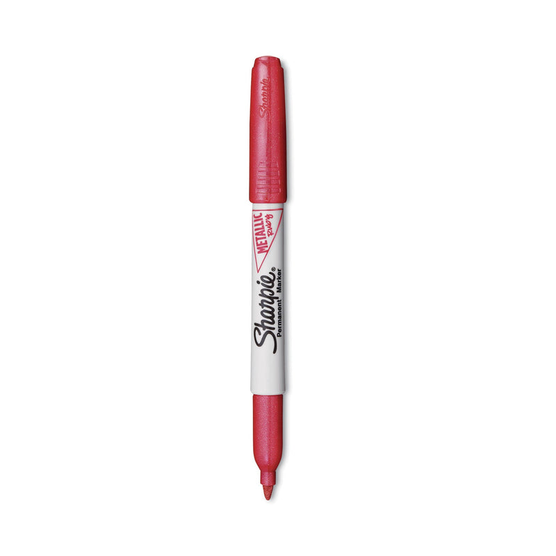 Sharpie Metallic Fine Point Permanent Markers, Fine Bullet Tip, Red, Dozen