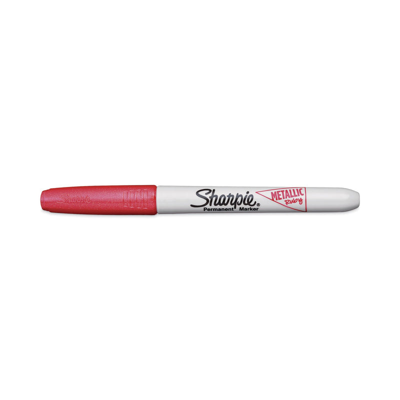 Sharpie Metallic Fine Point Permanent Markers, Fine Bullet Tip, Red, Dozen