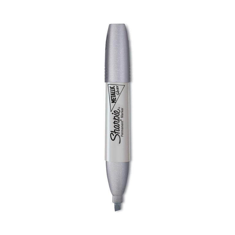 Sharpie Metallic Chisel Tip Permanent Marker, Medium Chisel Tip, Silver, Dozen