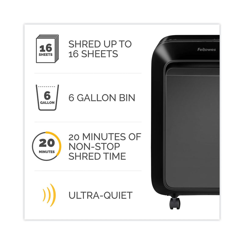 Fellowes Powershred LX210 Micro-Cut Shredder, 16 Manual Sheet Capacity, Black