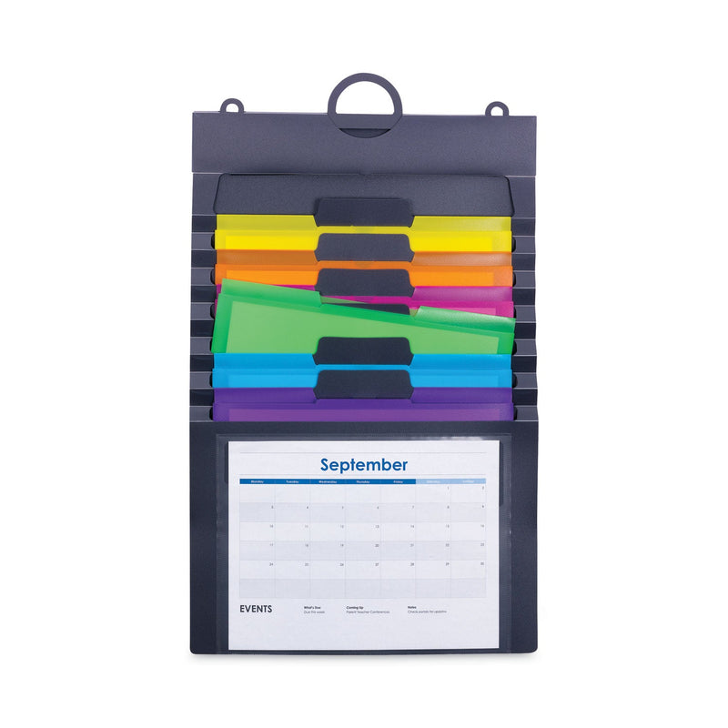 Smead Cascading Wall Organizer, 6 Sections, Letter Size, 14.25 x 24.25, Gray, Neon Green, Neon Orange, Neon Pink, Purple, Yellow