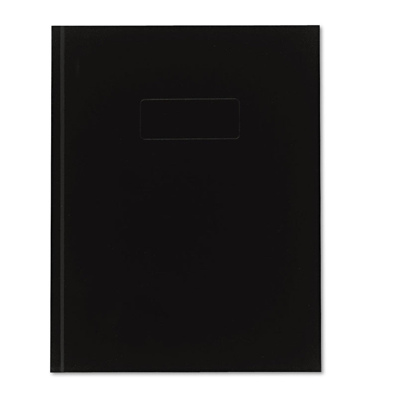 Blueline Business Notebook with Self-Adhesive Labels, 1 Subject, Medium/College Rule, Black Cover, 9.25 x 7.25, 192 Sheets
