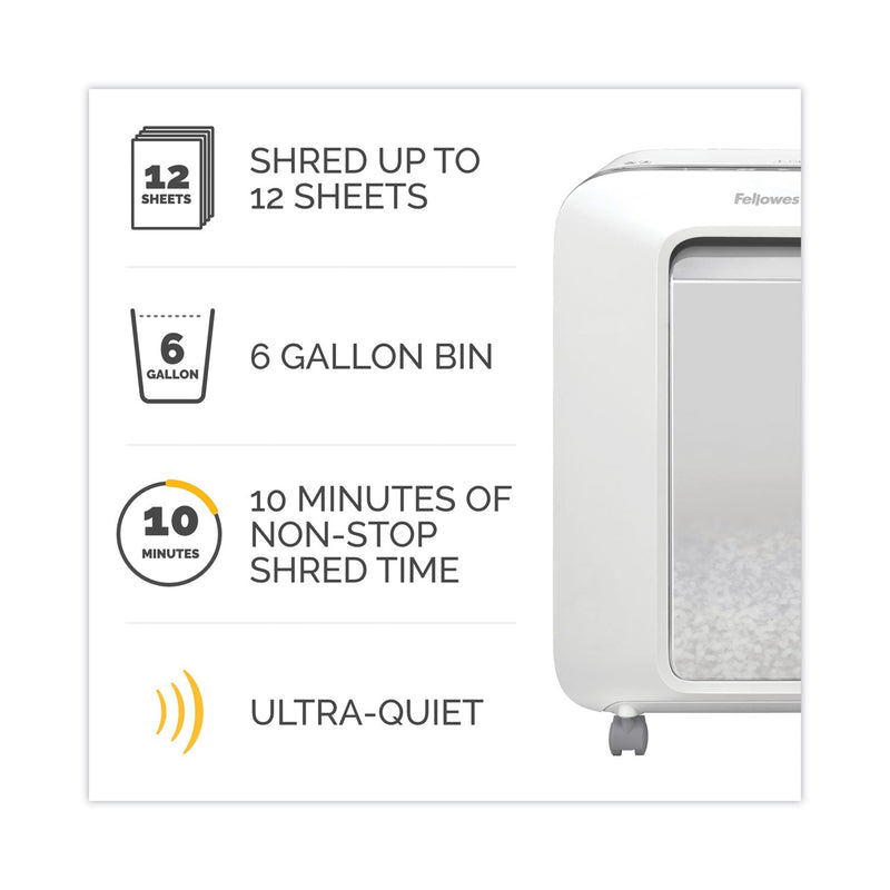 Fellowes Powershred LX200 Micro-Cut Shredder, 12 Manual Sheet Capacity, White
