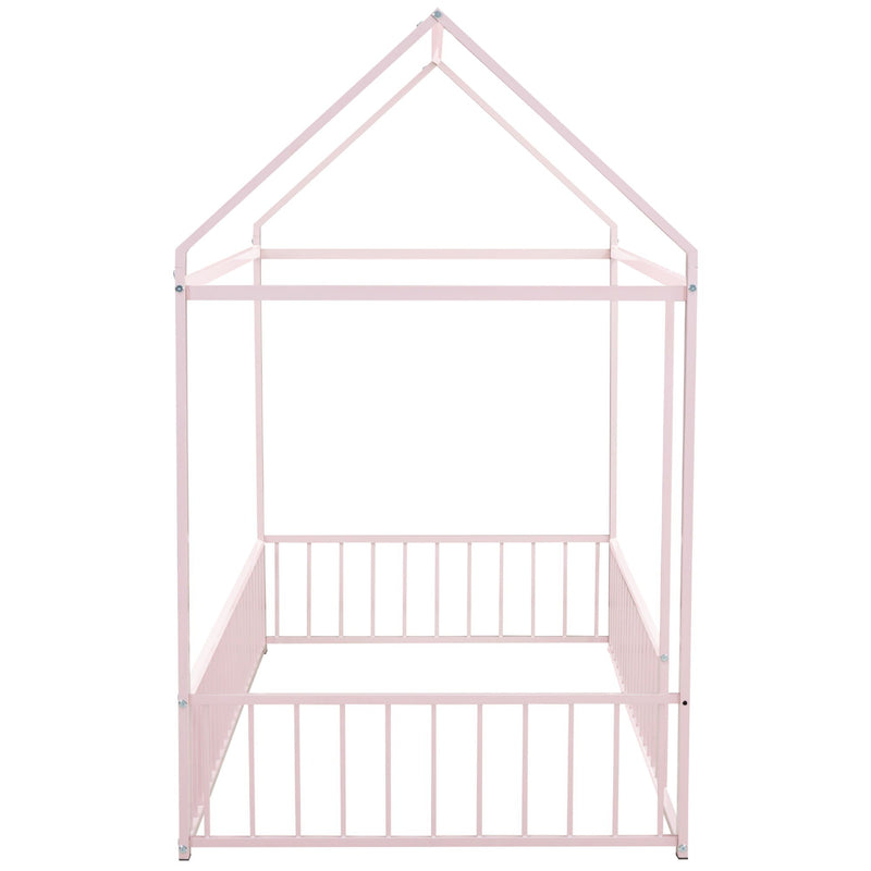 Metal Bed House Bed Frame With Fence