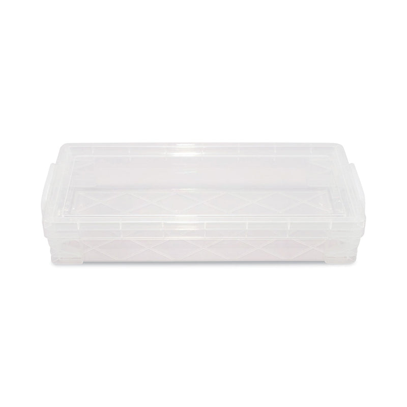 Advantus Super Stacker Pencil Box, Plastic, 8.25 x 3.75 x 1.5, Clear